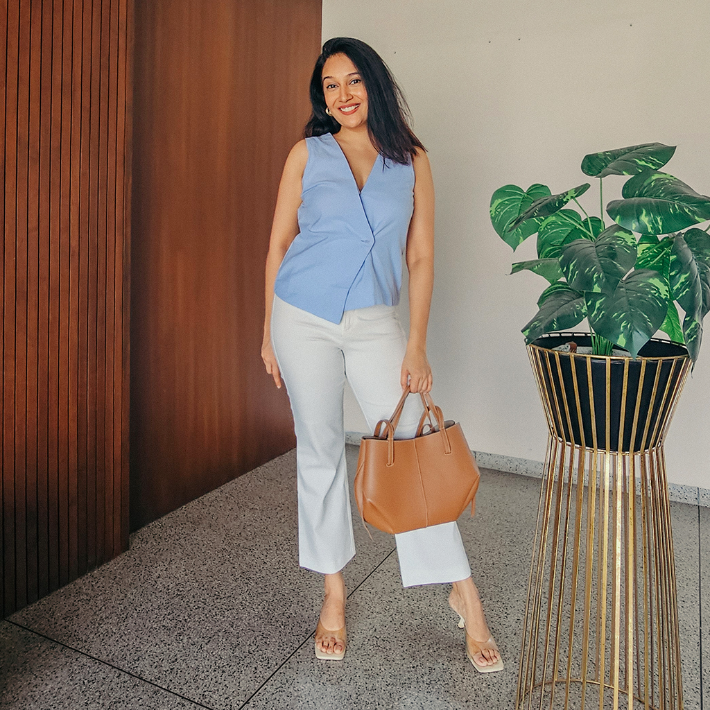 Blue waistcoat top for women