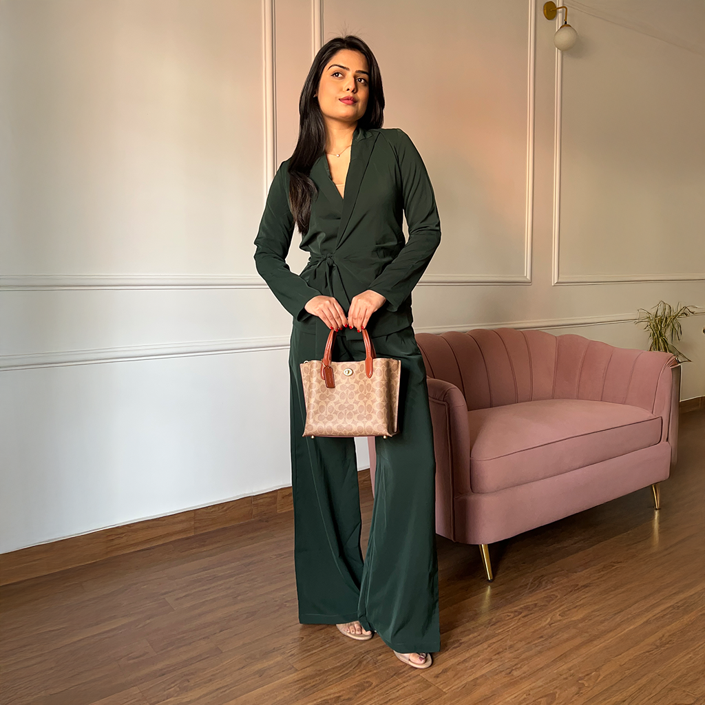 Formal Green Blazer with Trouser Coord Set