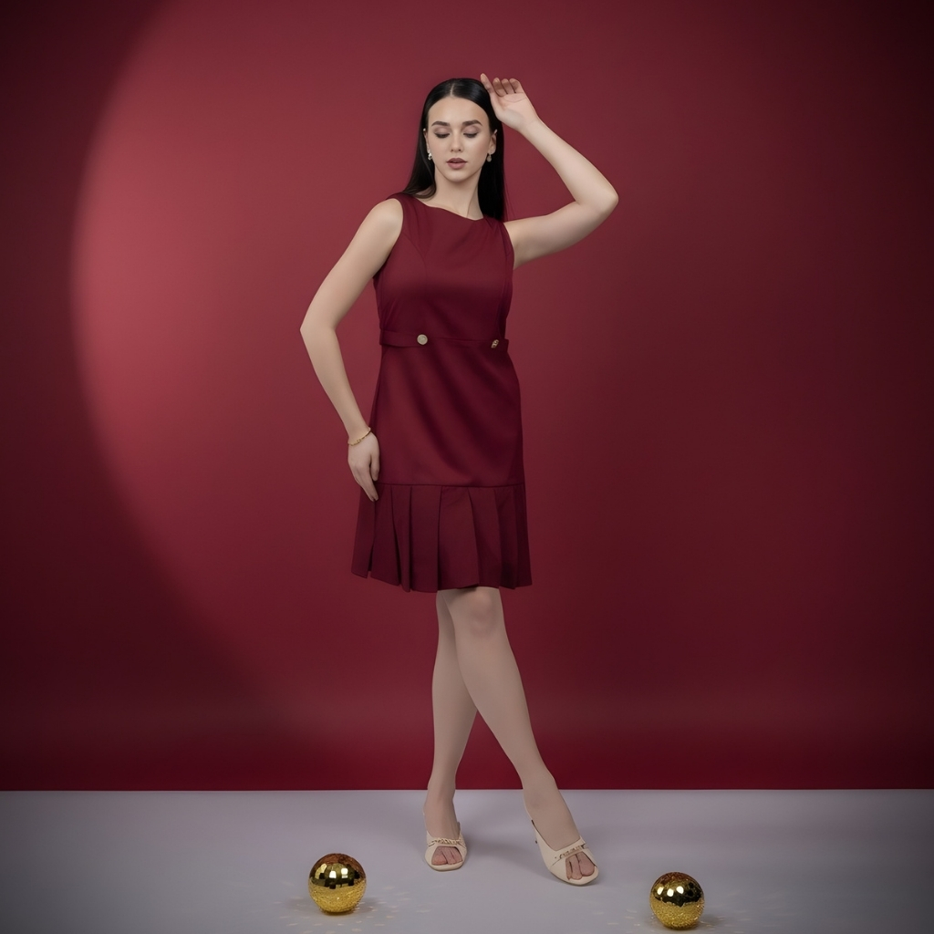Maroon formal shift dress a chic office party outfits
