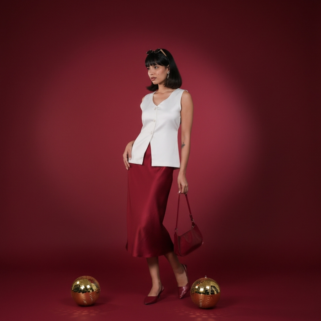 Office party outfits white satin formal waistcoat