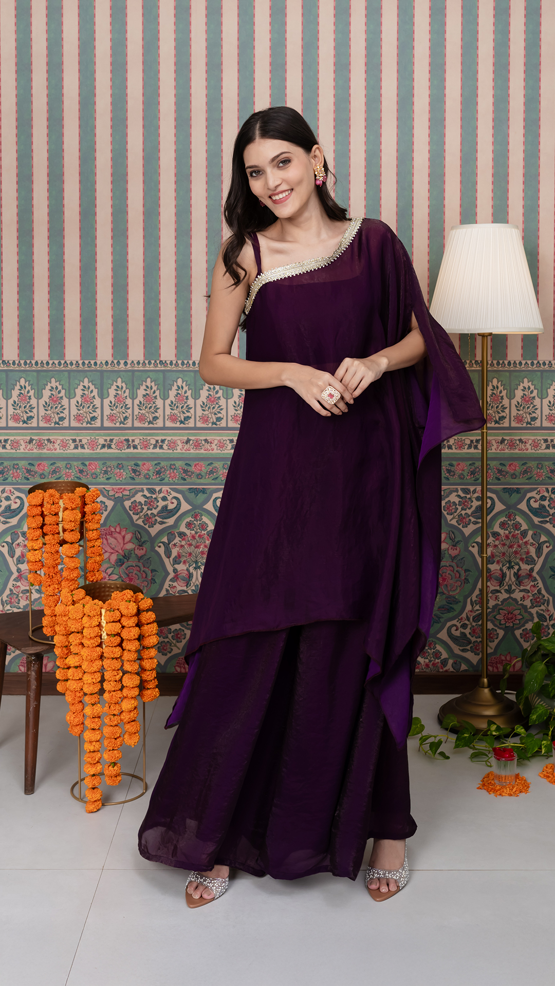 purple ethnic co-ord set