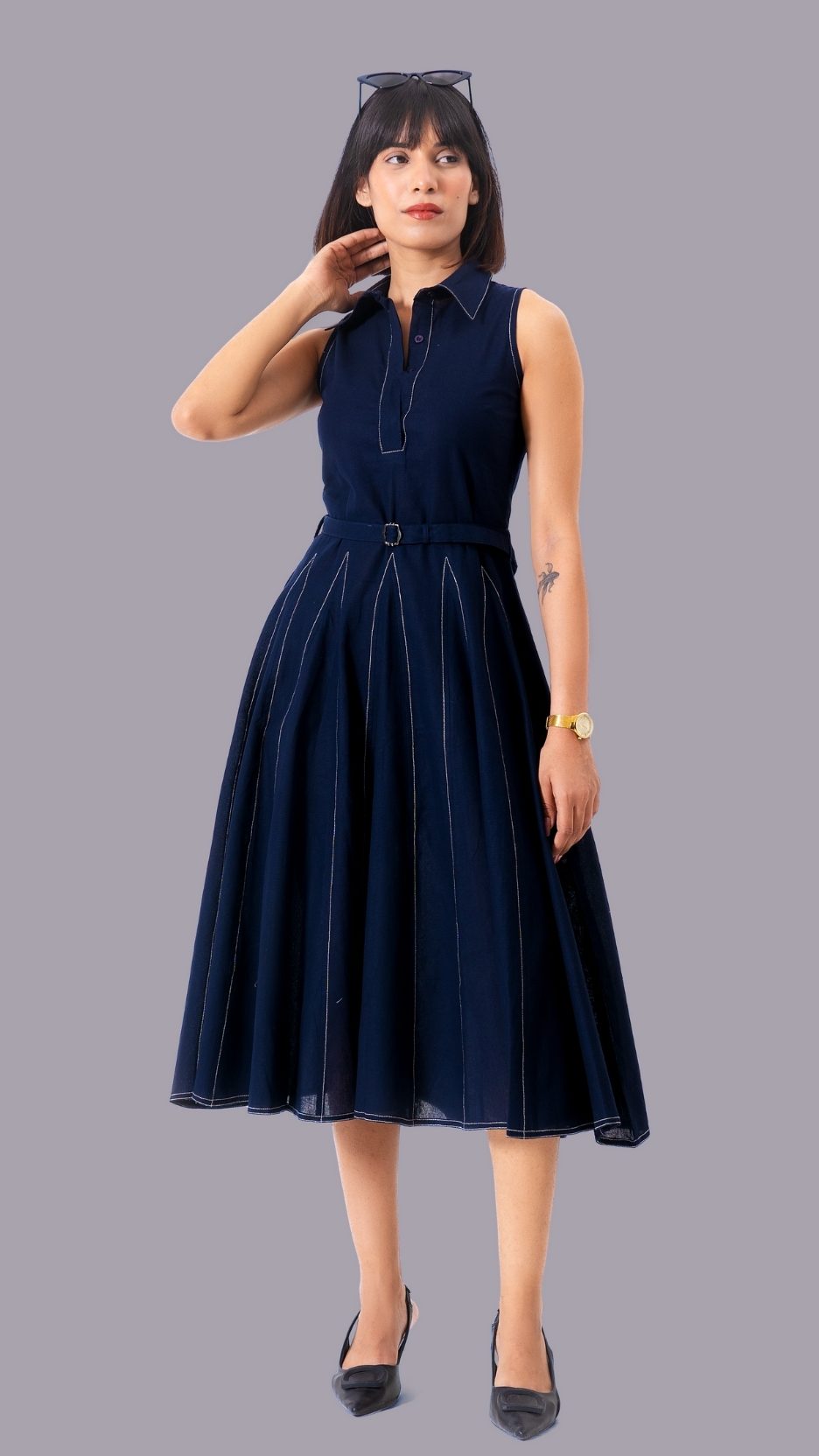 Blue Fit and Flare Formal Dress