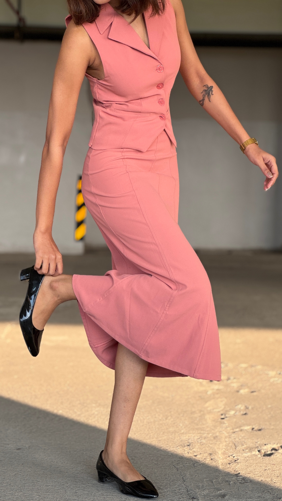 Peach Formal Waistcoat and Skirt Co-ord Set