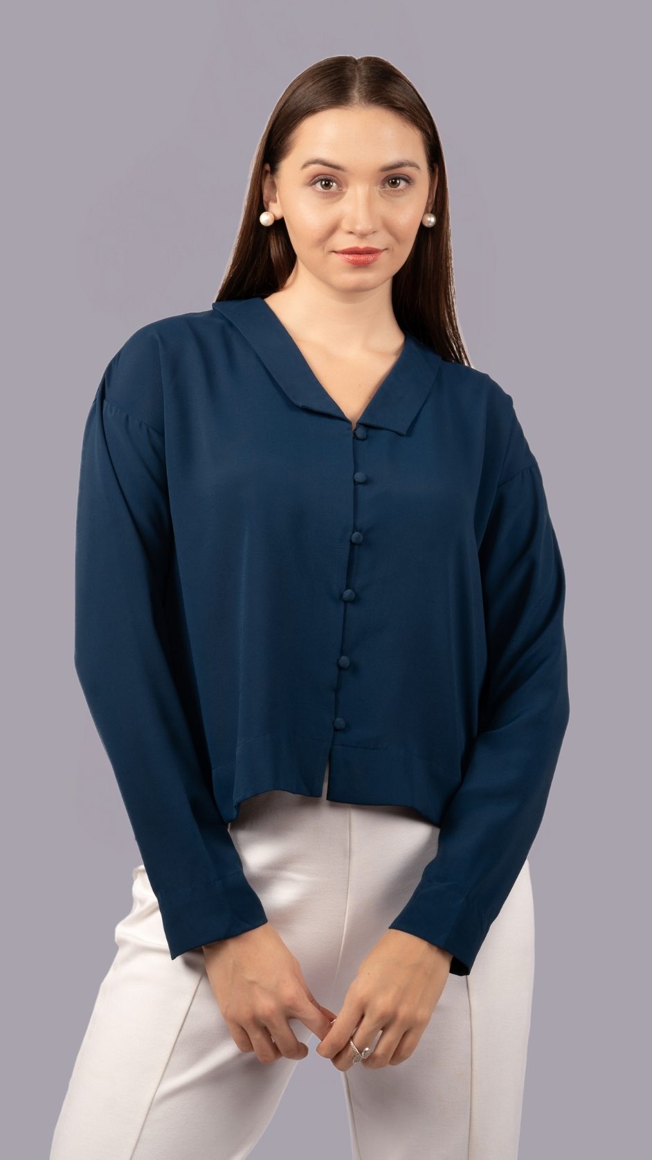 Blue Solid Formal Shirt
