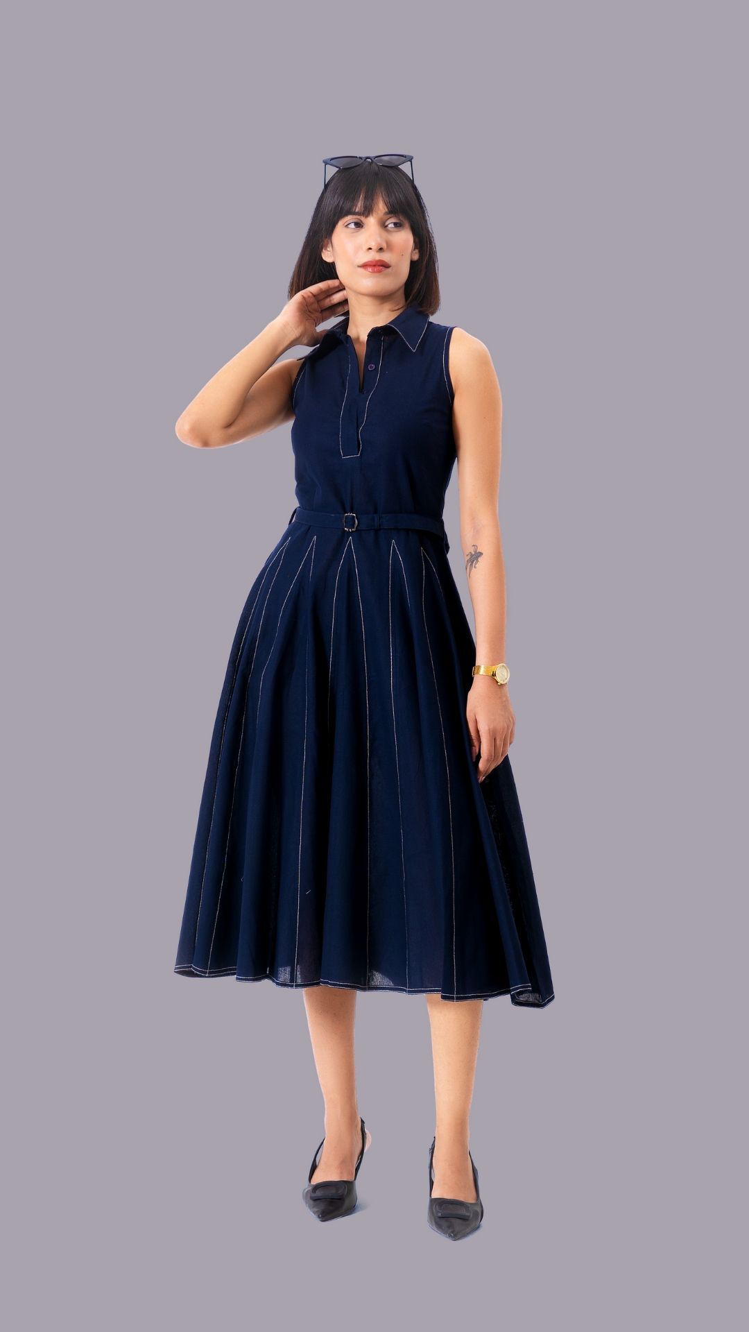 Blue Fit and Flare Formal Dress