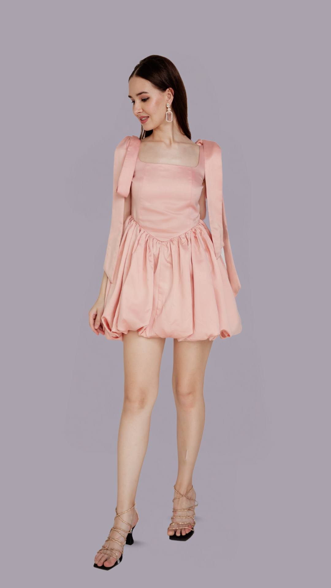 Peach Satin Corset Dress