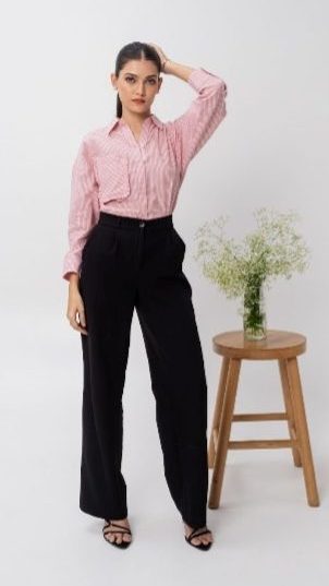 Pink Striped Cotton Formal Shirt