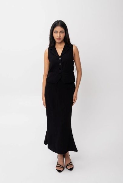 Black Formal Waistcoat and Skirt Co-ord Set