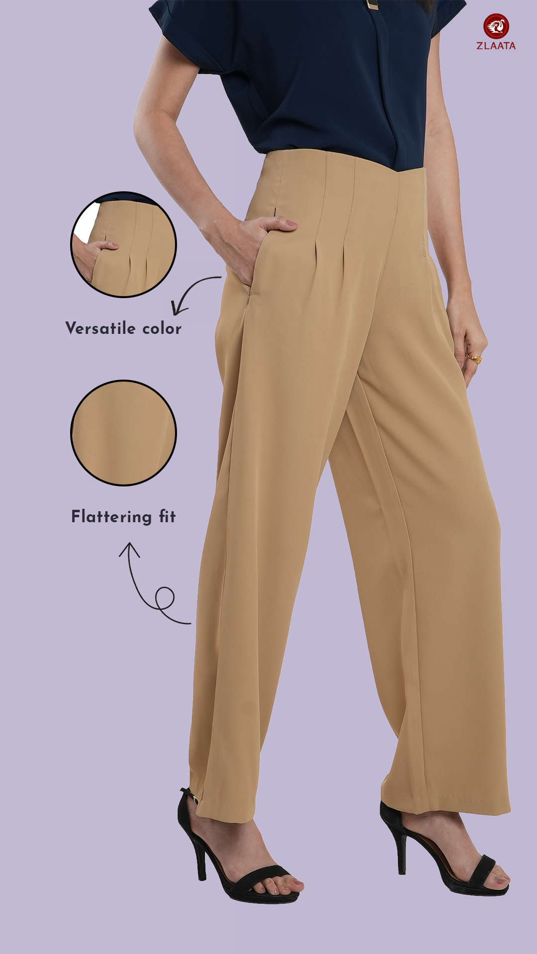 Beige wide leg type of formal pants
