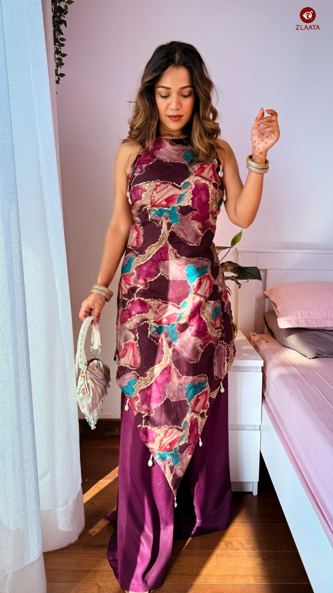 Purple Indo western dress for women