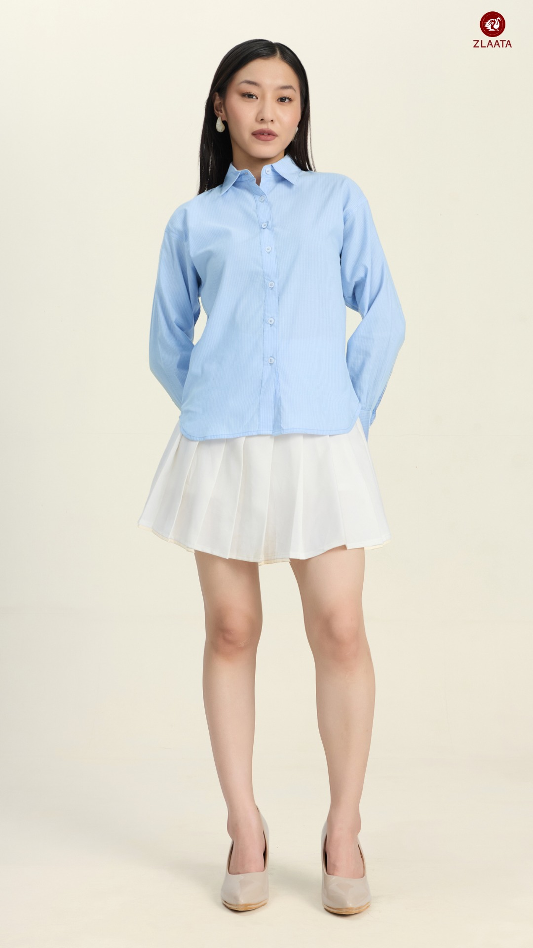 Breezy Blue Oversized Full Sleeve Formal Shirt