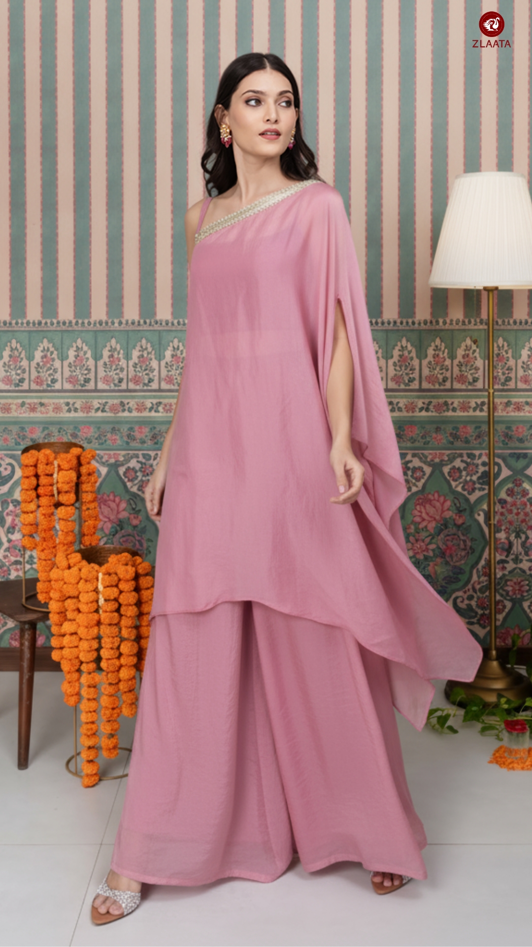 Pink  kaftan co-ord set for eid