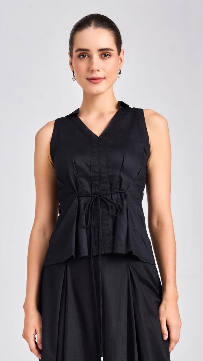 Black V-Neck Peplum Types of tops for women