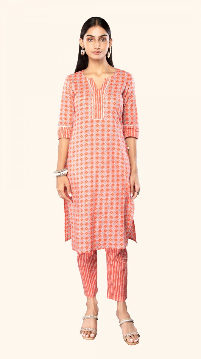 Pink Straight Kurta Set