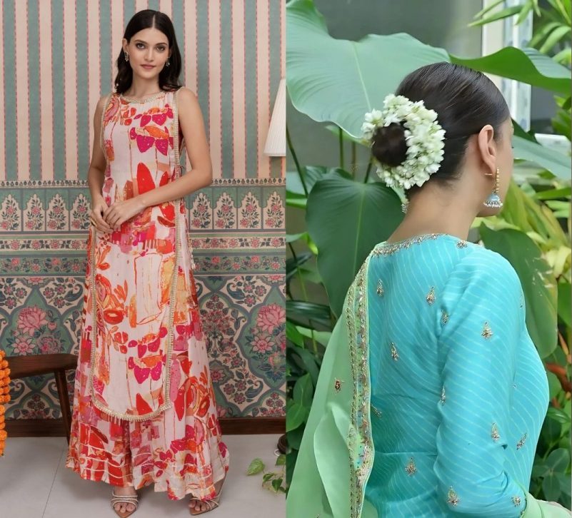Classic bun with flower Hairstyles for salwar suits ideas from Zlaata