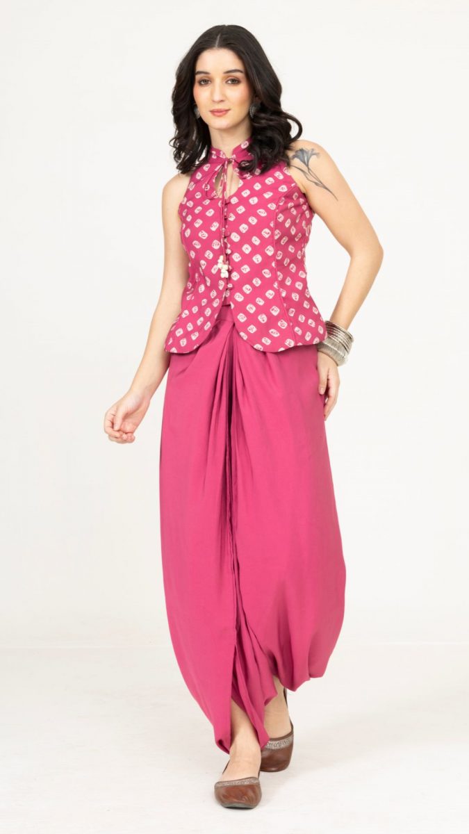 Pink Bandhani Printed Ethnic Co-ord Set