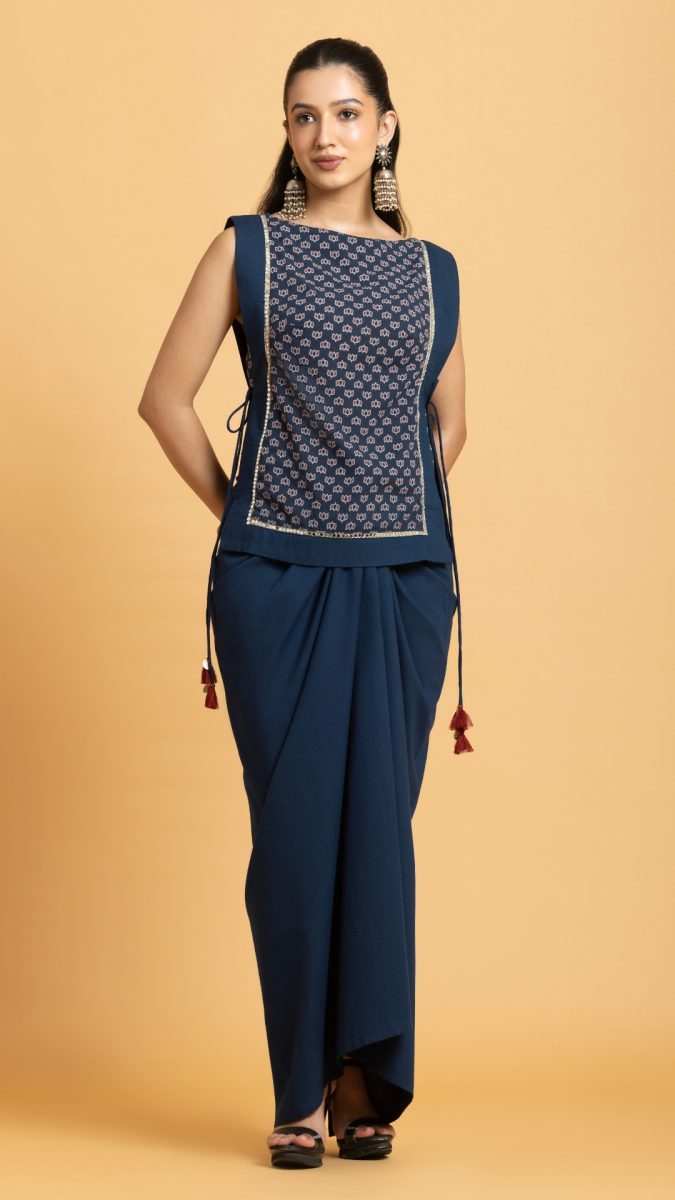 Navy blue ethnic co-ord set