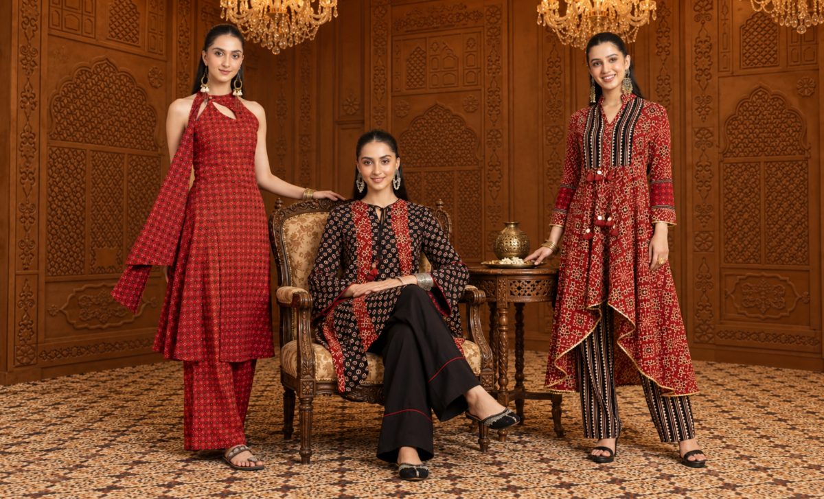 Ajrakh print suits for women